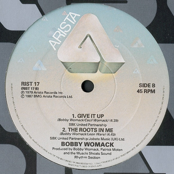 Image of Back Cover of 12" - /VG+ - BOBBY WOMACK, How Could You Break My Heart / Give It Up / The Roots In Me (Arista; RIST 17, UK 1987, Plain Sleeve), ,  - 3326278E