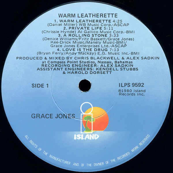 Image of Label Cover of LP - VG/VG - GRACE JONES, Warm Leatherette (Island Records; ILPS 9592, US 1980, Barcode), ,  - 3626105E
