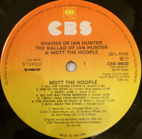 Image of Label Cover of 2xLP - VG/VG+ - IAN HUNTER & MOTT THE HOOPLE, Shades of Ian Hunter (CBS; 88476, UK 1979, Gatefold), Edge wear,  - 3515229C