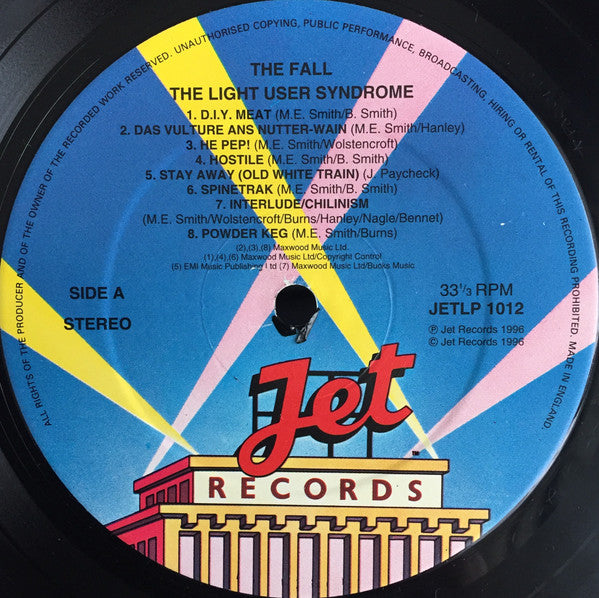 Image of Label Cover of 5224069E: LP - THE FALL, The Light User Syndrome  (Jet; JETLP1012, UK 1996) Light ringwear and some small creases to cover's spine.  VG/VG+