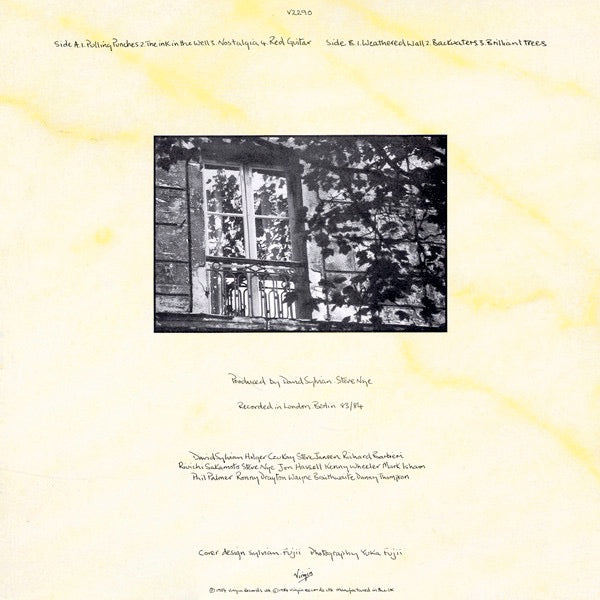 Image of Back Cover of LP - VG/VG - DAVID SYLVIAN, Brilliant Trees (Virgin; V2290, UK 1984, Inner), Sticker Mark,  - 4046243S