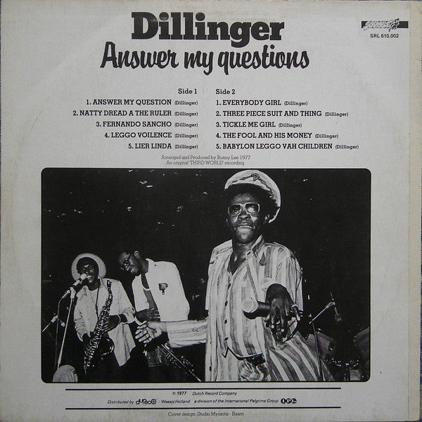 Image of Back Cover of LP - VG/G+ - DILLINGER, Answer My Questions (Scramble; SRL 610.002, Netherlands 1977), Edge and ring wear, corner bump. Disc plays above grade.,  - 3946149S