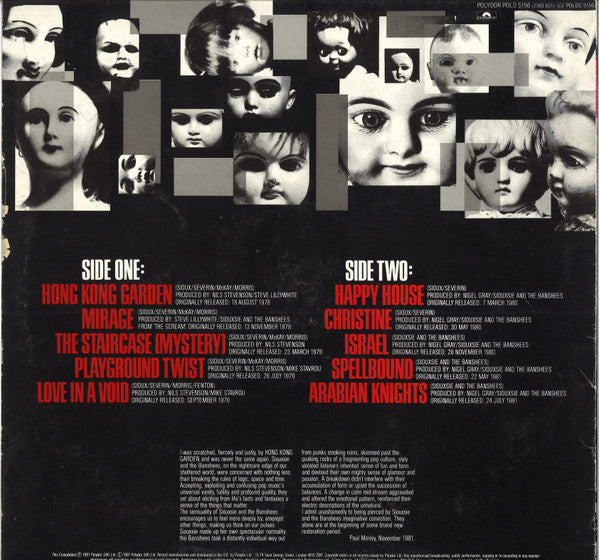 Image of Back Cover of LP - VG+/VG - SIOUXSIE AND THE BANSHEES, Once Upon a Time - The Singles (Polydor; POLD 5156, UK 1981, Inner), ,  - 2526383E