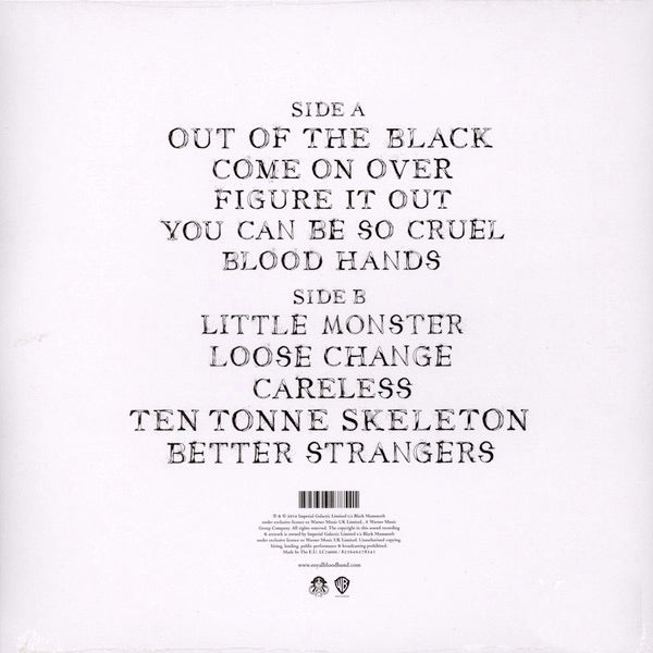 Image of Back Cover of LP - VG+/VG - ROYAL BLOOD, Royal Blood (Black Mammoth Records; 825646278541, Europe 2014, Inner), ,  - 3816055C