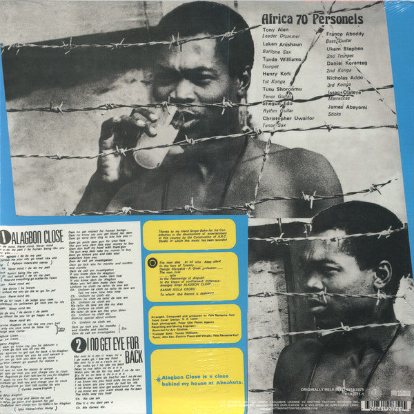 Image of Back Cover of LP - VG+/VG+ - FELA RANSOME KUTI AND AFRICA 70, Alagbon Close (Knitting Factory; kfr-2011-1, US 2015 Reissue, Inner), Still In Opened Shrinkwrap,  - 2916420C