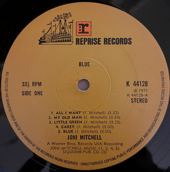 Image of Label Cover of LP - G+/G - JONI MITCHELL, Blue (Reprise Tan, No WB Logo, No Made In UK; K44128, UK 1971, Gatefold Textured Slv, Plain White Inner, A1/B1), Edge Wear,  - 1426043E