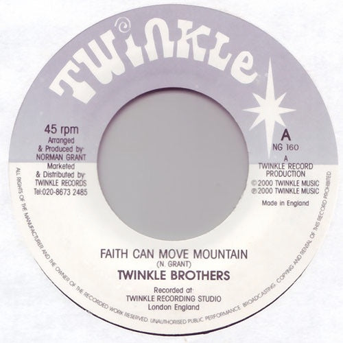 Image of Front Cover of 7" - /G+ - TWINKLE BROTHERS, Faith Can Move Mountain (Twinkle Music; NG 160, UK 2000 Reissue), Some marks and scuffs. Labels slightly discoloured,  - 2916336C