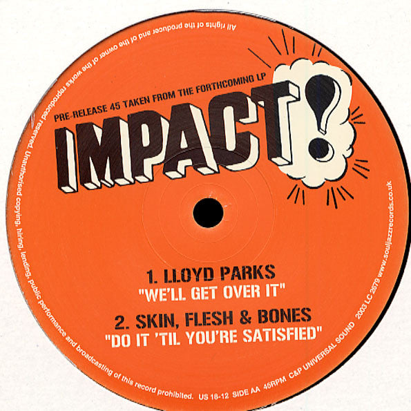 Image of Label Cover of 0925021E: 12" Sampler - HORTENSE ELLIS / RANDY'S ALL STARS / LLOYD PARKS / SKIN, FLESH & BONES, Woman Of The Ghetto / Ghetto Guns / We'll Get Over It / Do It' Til You're Satisfied (Impact; US18-12, UK 2003, Company Sleeve)   VG+/VG