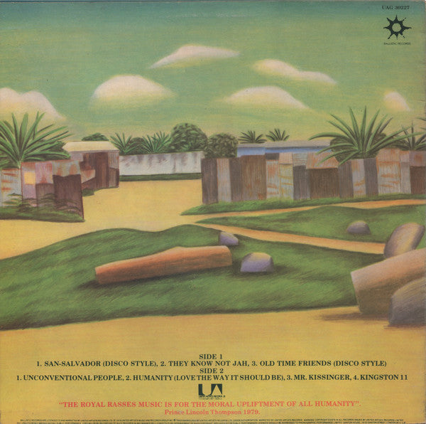 Image of Back Cover of LP - VG+/VG+ - THE ROYAL RASSES, Humanity (Ballistic Records; UAG 30227, UK 1979, Picture Sleeve, Inner), ,  - 3546199S