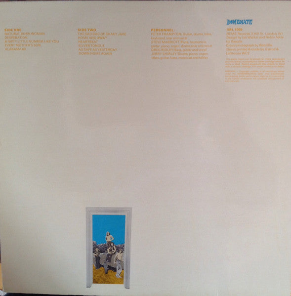 Image of Back Cover of LP - VG+/VG+ - HUMBLE PIE, Back Home Again (Immediate White; IML 1005, UK 1976, Laminated Sleeve), ,  - 0726081E
