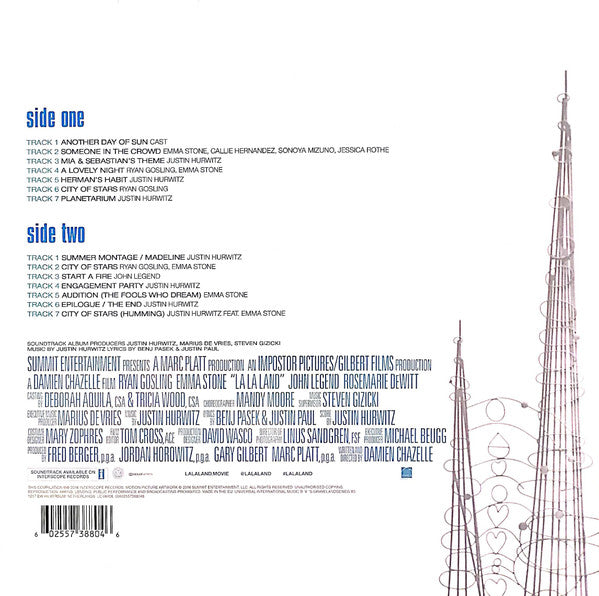 Image of Back Cover of LP - NEW/NEW - VARIOUS, La La Land (Original Motion Picture Soundtrack) (Interscope Records; 5738804, Europe 2016, Inner), ,  - 1836138E