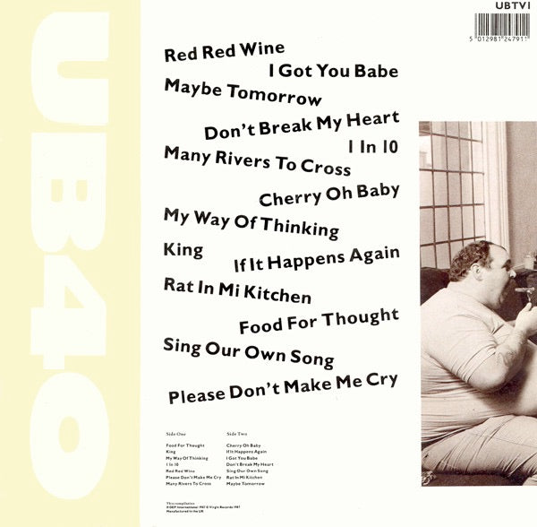 Image of Back Cover of LP - VG+/VG - UB40, The Best Of UB40 - Volume One (Virgin; UBTV1, UK 1987, Gatefold), ,  - 2526119E