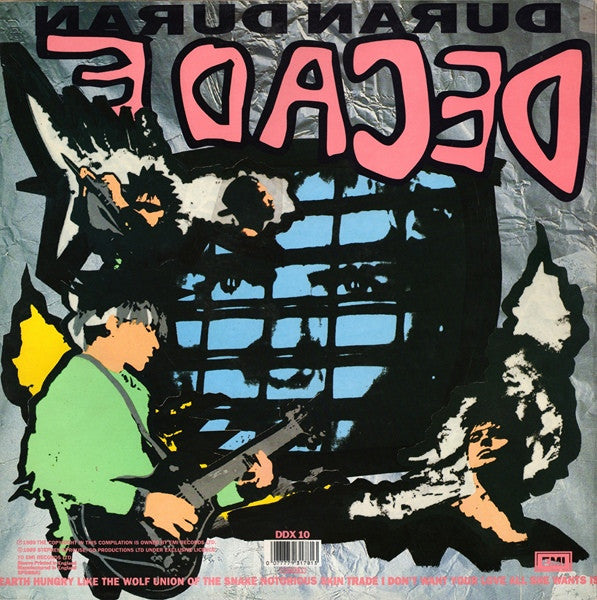 Image of Back Cover of LP - VG/VG - DURAN DURAN, Decade (EMI; DDX 10, UK 1989, Inner), Sticker Damage To Sleeve,  - 1046178S