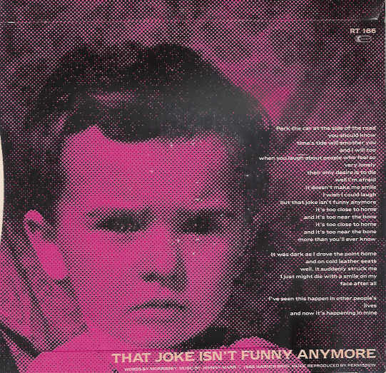 Image of Back Cover of 7" - VG/VG+ - THE SMITHS, That Joke Isn't Funny Anymore (Rough Trade Push-Out Centre; RT 186, UK 1985, Picture Sleeve, MPO Pressing), ,  - 2816323C