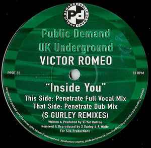 Image of Front Cover of 12" - /VG - VICTOR ROMEO, Inside You (S Gurley Remixes) (Jack Trax; PPDT 32, UK 1998, Plain Sleeve), ,  - 3446254S