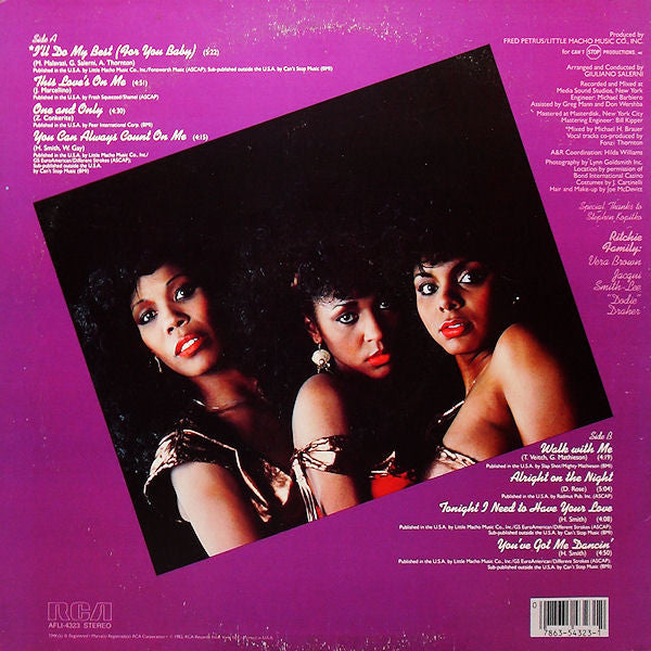 Image of Back Cover of LP - VG/VG - RITCHIE FAMILY, I'll Do My Best (RCA Victor; AFL1-4323, US 1982), ,  - 2516326C