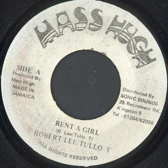 Image of Front Cover of 4624155E: 7" - ROBERT  LEE & TULLO T, Rent A Girl / Version (Mass Hugh; , Jamaica 1980s)   /G+