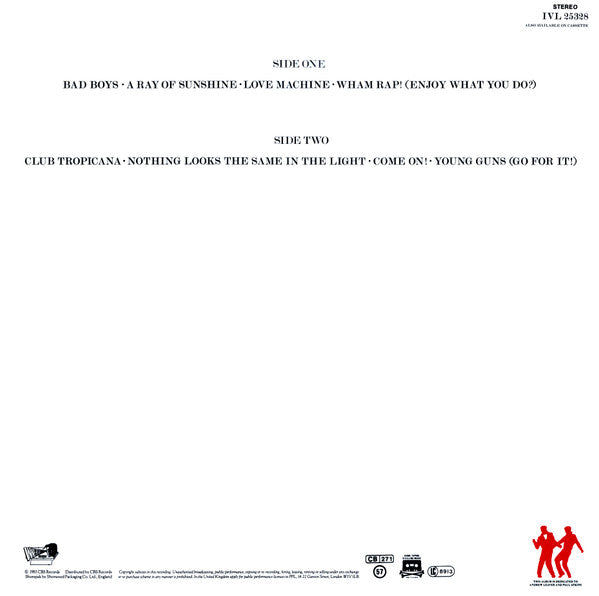 Image of Back Cover of LP - VG/VG+ - WHAM!, Fantastic (Innervision Records; IVL 25328, UK 1983, Inner), Very light edge wear. Lovely copy.,  - 0946284S