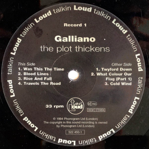 Image of Label Cover of 2xLP - VG/VG+ - GALLIANO, The Plot Thickens (Talkin' Loud; 522 452-1, UK 1994, 2 Inners, Limited Edition Numbered), No. 2782, Edge Wear, Stickered Sleeve,  - 3346212S