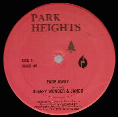 Image of Front Cover of 3514092C: 12" - SLEEPY WONDER & JANGO, Fade Away / Nah Nuh Body (Park Heights; PHD 0060, US , Company Sleeve)   VG/VG+