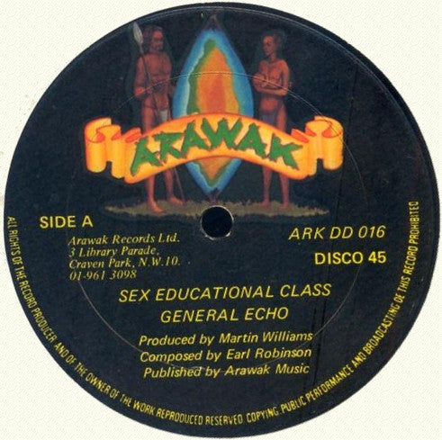 Image of Label Cover of 12" - VG/VG - GENERAL ECHO / RUPERT REID, Sex Educational Class / Africa Shall Be Free  (Arawak; ARK DD 016, UK 1979, Company Sleeve), ,  - 2746284S