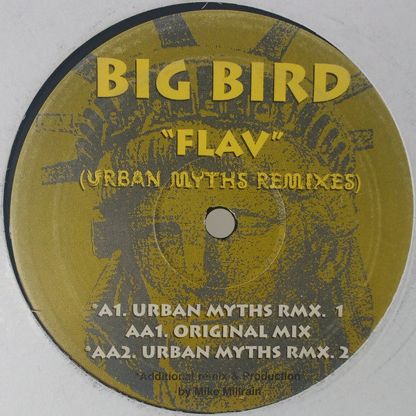 Image of Front Cover of 2515583C: 12" - BIG BIRD, Flav (Urban Myths Remixes) (City Dub Traxx; CDUB012, UK 1999) Record very marked, with worst of them at start of side two (noise when played through). Labels written all over in marker pen  /G