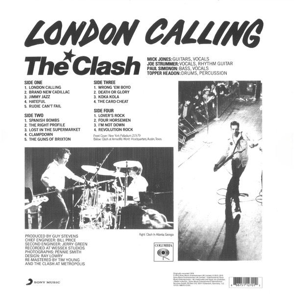 Image of Back Cover of 2xLP - VG+/VG+ - THE CLASH, London Calling (Columbia; 88875112701, Europe 2015 Reissue, 2 Inners, 180 Gram Vinyl), ,  - 2016028C