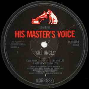 Image of Label Cover of 4814264C: LP - MORRISSEY, Kill Uncle (EMI; CSD 3789, UK 1991, Gatefold, Black Inner) Small promo sticker on rear of sleeve.  VG/VG+