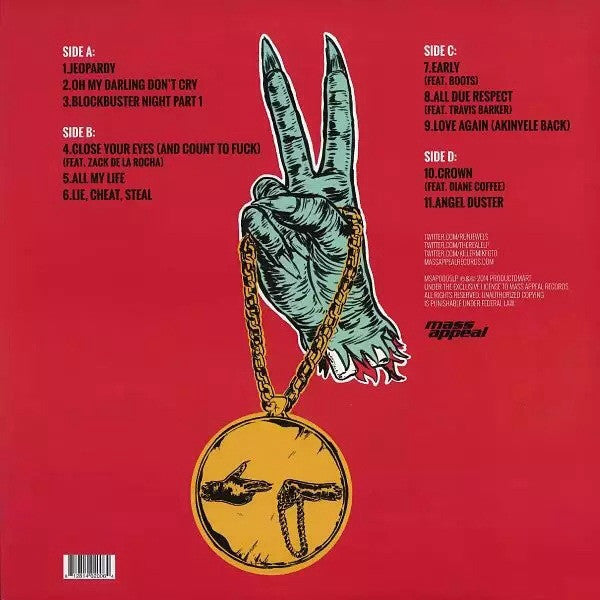 Image of Back Cover of 5044027S: 2xLP - RUN THE JEWELS, Run The Jewels 2 (Solar; MSAP0005LP, UK 2014, Gatefold, Poster, Sticker Set, Teal Vinyl, 180g) Seal opened instore, still in stickered shrinkwrap.  EX/EX