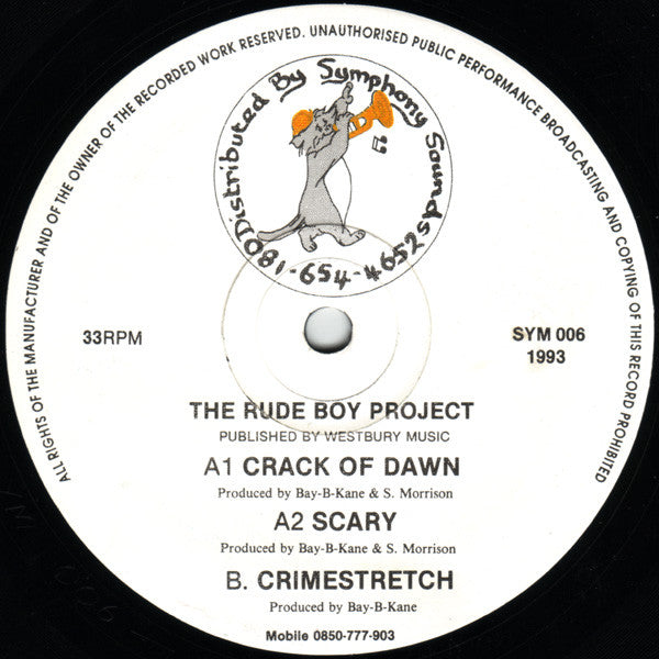 Image of Front Cover of 2824148E: 12" - THE RUDE BOY PROJECT, Crack Of Dawn / Scary / Crimestretch (Symphony Sound Records; SYM 006, UK 1993, Plain Sleeve)   /EX