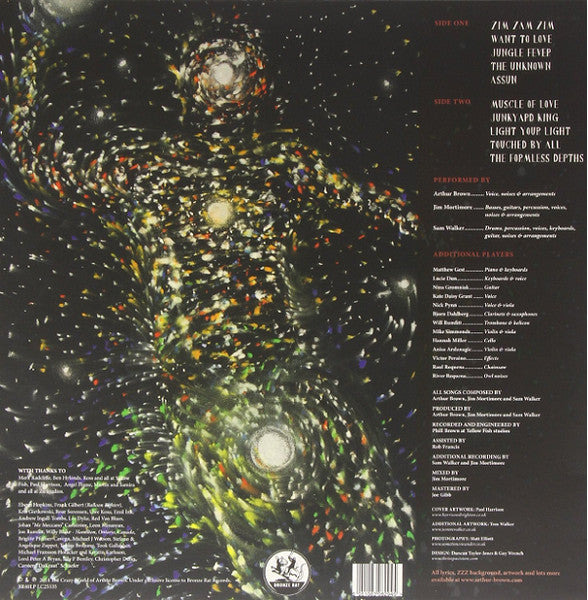 Image of Back Cover of LP - VG+/EX - THE CRAZY WORLD OF ARTHUR BROWN, Zim Zam Zim  (Bronze Rat; BR40LP, UK 2014), , 73 years young, the original God Of Hellfire returns with probably the most surprising and astonishing album of his career and his first in 10 years. - 4126407E