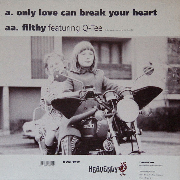 Image of Back Cover of 12" - VG/G+ - SAINT ETIENNE, Only Love Can Break Your Heart (Heavenly ; HVN1212, UK 1991), Haitlines, couple of light scratches, edge wear, old price sticker,  - 3946243S
