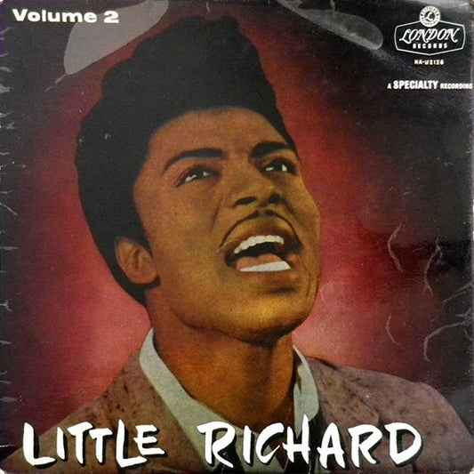 Image of Front Cover of LP - F/VG - LITTLE RICHARD, Volume 2 (London Plum & Silver; HA-U2126, UK 1958 Reissue, Non Flipback, Mono), Water Damage To Sleeve Which Has Caused A Large White Stain,  - 2226229E