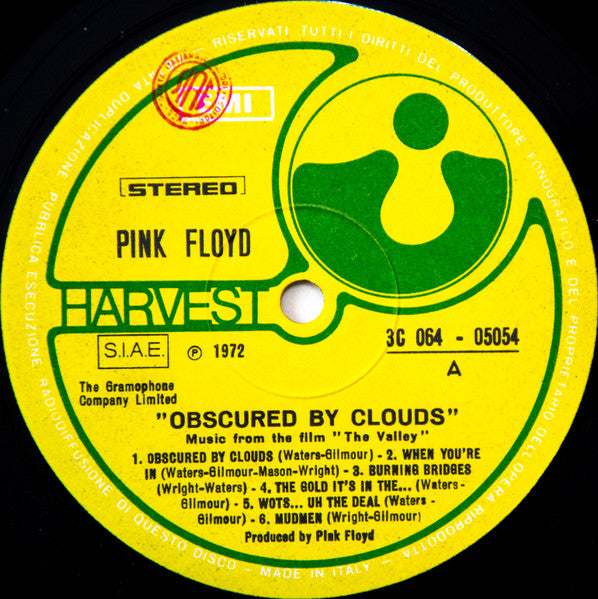 Image of Label Cover of 5144247S: LP - PINK FLOYD, Obscured By Clouds (Harvest; SHSP4020, Italy 1972)   VG/VG