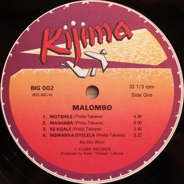 Image of Label Cover of LP - VG/VG - PHILIP TABANE AND MALOMBO, Malombo (Kijima Records; BIG 002, UK 1988), ,  - 3626114E
