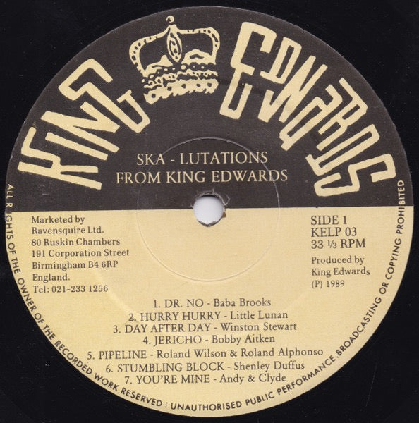 Image of Label Cover of LP - VG/G+ - VARIOUS ARTISTS, Ska - Lutations From King Edwards  (King Edwards; KELP03, UK 1989), Sleeve opening is taped. Only light marks to disc.,  - 4416130C