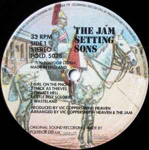 Image of Label Cover of LP - VG+/VG - THE JAM, Setting Sons (Polydor; POLD 5028, UK 1979, Embossed Sleeve, Inner, Track Listing Printed On Rear Of Sleeve.), Strong VG,  - 3526100E