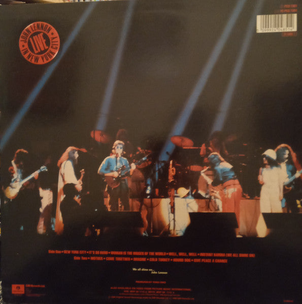 Image of Back Cover of LP - VG/G+ - JOHN LENNON, Live In New York City (Parlophone; PCS7301, UK 1986, Inner,  ), ,  - 2826239E