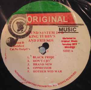 Image of Label Cover of LP - VG+/G+ - KING TUBBY & FRIENDS, Sound System Dub Vol. 1 (Original Music; OMLP039 , Jamaica 1987), Plays well above grade, but has lots of hairline scratches ,  - 3146217S