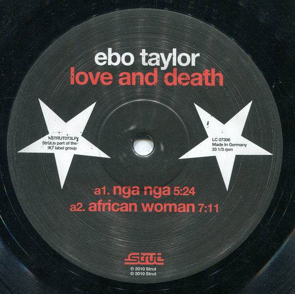 Image of Label Cover of 2xLP - VG/VG - EBO TAYLOR, Love And Death (Strut; STRUT073LP, Germany 2010, Gatefold), Strong VG, Disc 1 has a few light marks, Disc 2 is VG+.,  - 2626168E
