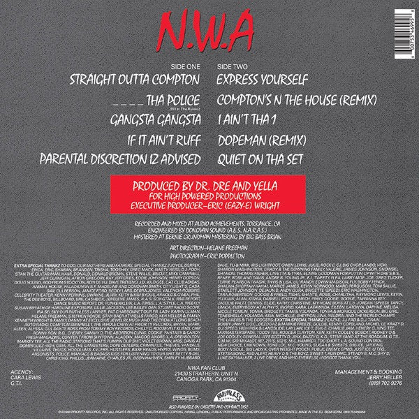 Image of Back Cover of LP - VG+/VG+ - N.W.A, Straight Outta Compton (Back To Black; 0600753469958, Europe 2013 Reissue, 180 Gram Vinyl), ,  - 3146067S