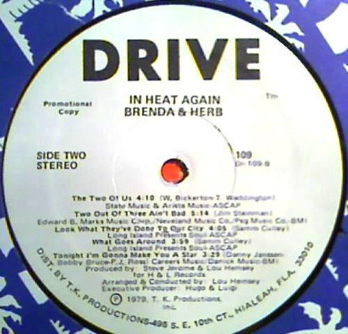 Image of Label Cover of LP - VG/EX - BRENDA & HERB, In Heat Again (Drive; 109, US 1979, Promo), ,  - 3726121E