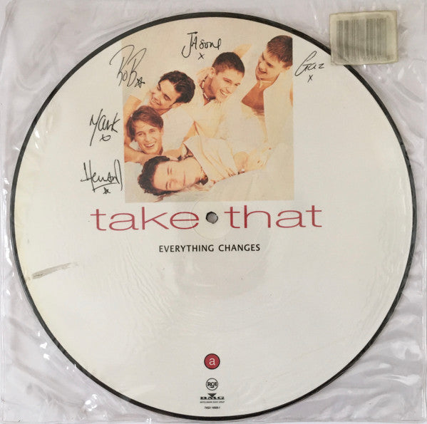 Image of Front Cover of LP - VG+/VG+ - TAKE THAT, Everything Changes (RCA; 74321 16926-1, UK 1993, Barcode Stickered PVC Sleeve, Picture Disc), Small promo sticker on sleeve.,  - 2716317C