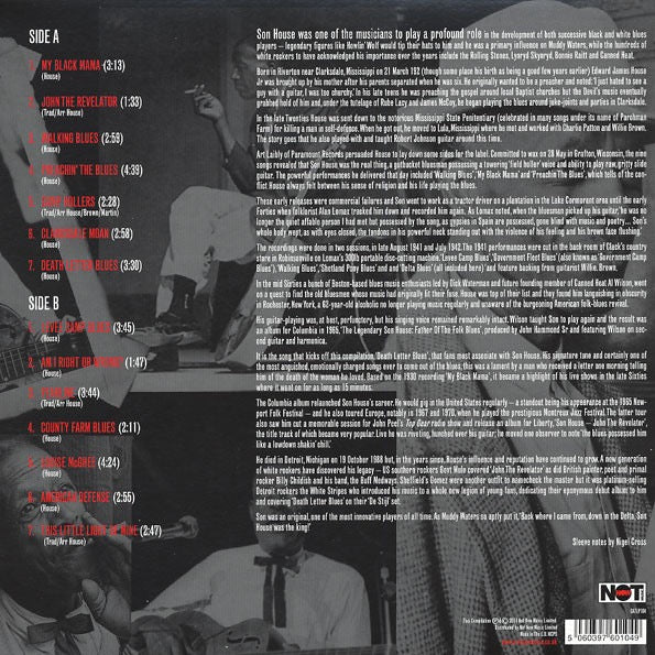 Image of Back Cover of LP - VG+/VG - SON HOUSE, Raw Delta Blues: The Very Best Of The Delta Blues Master (Not Now Music; CATLP104, UK 2014), Press Flaw,  - 2726167E