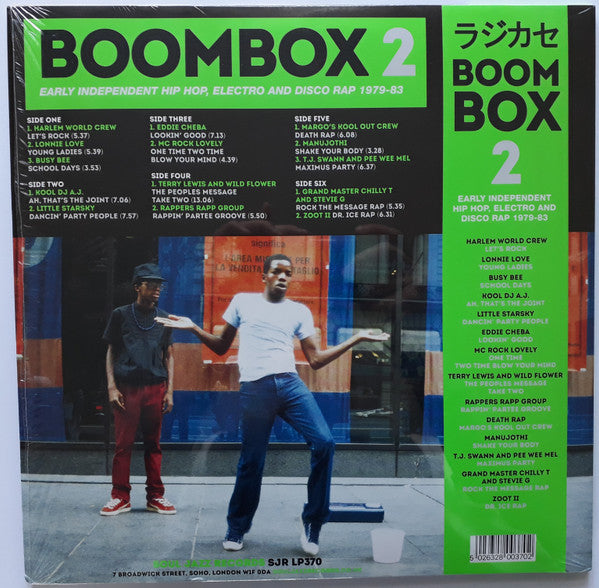 Image of Back Cover of 4614349C: 3xLP - VARIOUS ARTISTS, Boombox 2 : Early Independent Hip Hop, Electro And Disco Rap 1979-83 (Soul Jazz; SJRLP370, UK 2017, Picture Sleeve, 3 Inner, Download Code) Some light storage marks to discs.  VG+/VG+