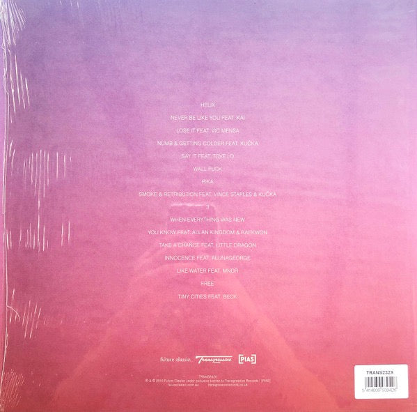 Image of Back Cover of 2xLP - EX/VG+ - FLUME, Skin (Transgressive; TRANS232X, Europe 2017 Reissue, 2 Inners, Blue Vinyl), Still In Opened Shrinkwrap,  - 4116170C