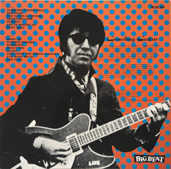 Image of Back Cover of 3715092C: LP - LINK WRAY, Growling Guitar  (Big Beat Records  ; WIK 65 , UK 1987)   VG/VG+
