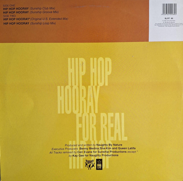 Image of Back Cover of 12" - VG/VG+ - NAUGHTY BY NATURE, Hip Hop Hooray (Big Life; BLRT 89, UK 1992, Picture Sleeve), ,  - 4446031S