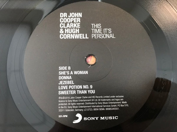Image of Label Cover of LP - EX/VG+ - DR JOHN COOPER CLARKE & HUGH CORNWELL, This Time It's Personal (Sony Music; 88985345551, UK 2016, Inner), Still In Opened Shrinkwrap,  - 3216049C