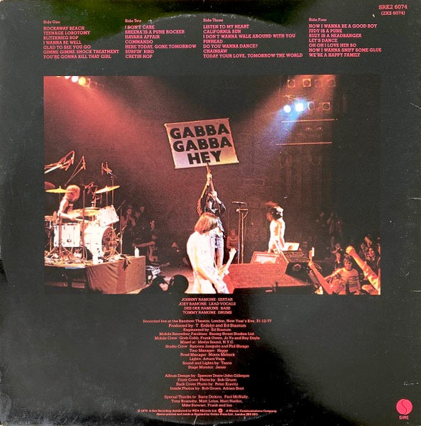 Image of Back Cover of 2xLP - VG/VG - RAMONES, It's Alive (Sire; SRK2 6074, UK 1979, Gatefold, "E.G." Runouts), ,  - 3626103E
